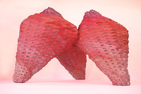 Pink Steam is a luminous self-supporting trio of sculptural volumes expressing an atmospheric condition of Miami