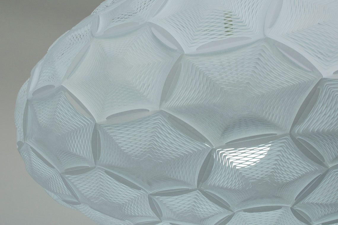 Airy Large Ceiling Lamp zoom-in detail of the white rice paper lampshade designed by 24d-studio