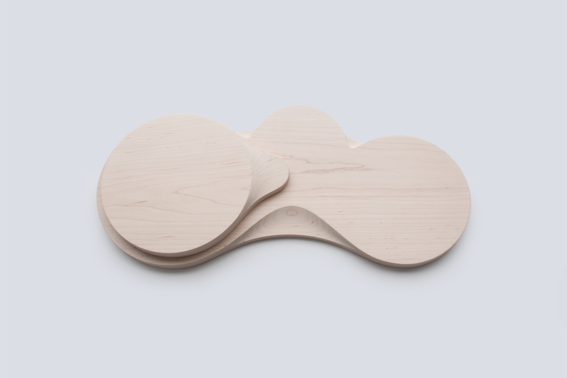 Loops large and small cutting board and tray nesting view
