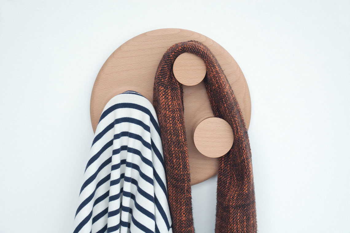 Large Orbit wood wall hanger has multiple hooks and is perfect for entry, bathroom or bedroom walls.