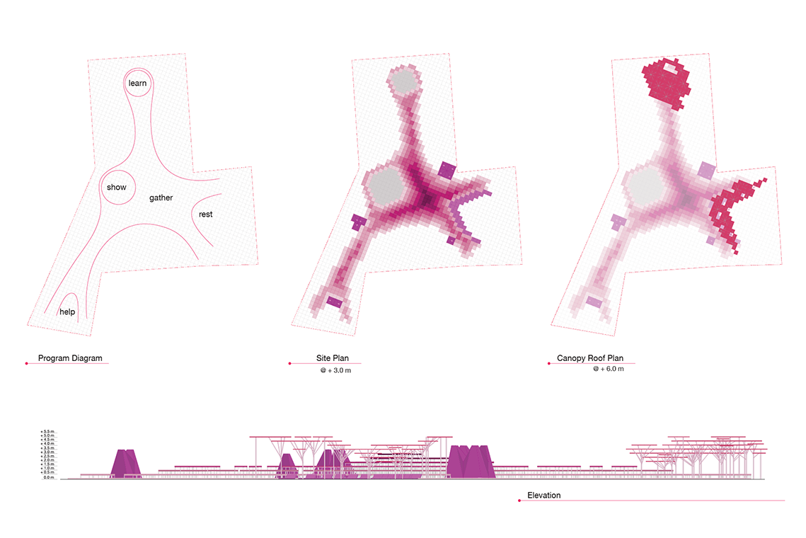Roskilde Festival Proposal tiered pallet landscape plans and elevation drawings