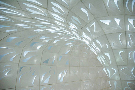 | Hope Tree is a toroid-shape conceptual installation inspired by a tree and fabricated with paper panels
