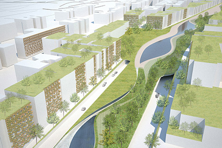 Swell Scape is a programmatic landscape proposal system improving pedestrian circulation along Grand Concourse