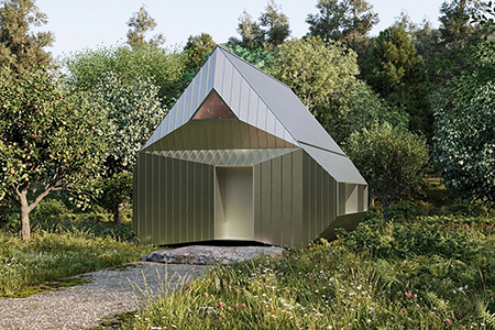 Forest Cabin is a compact weekend retreat set within a forested landscape in the Toyooka region of Japan.