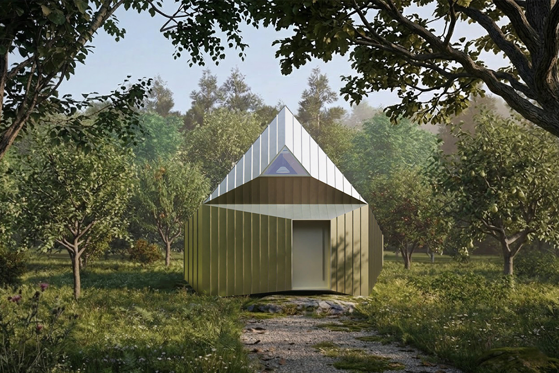 Entry to Forest Cabin situated in a forested area of Toyooka region, Japan.
