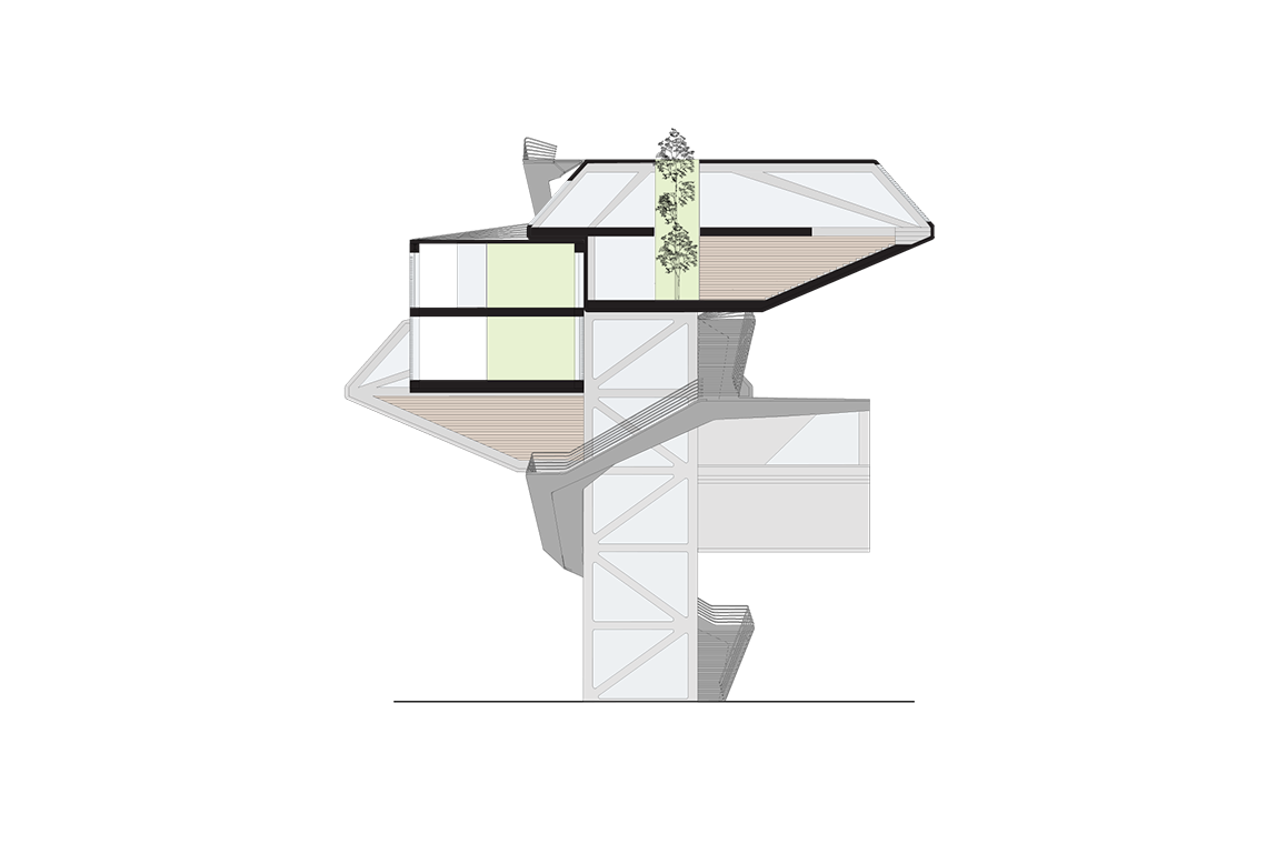 Hybrid Forest proposal residential tower section drawing