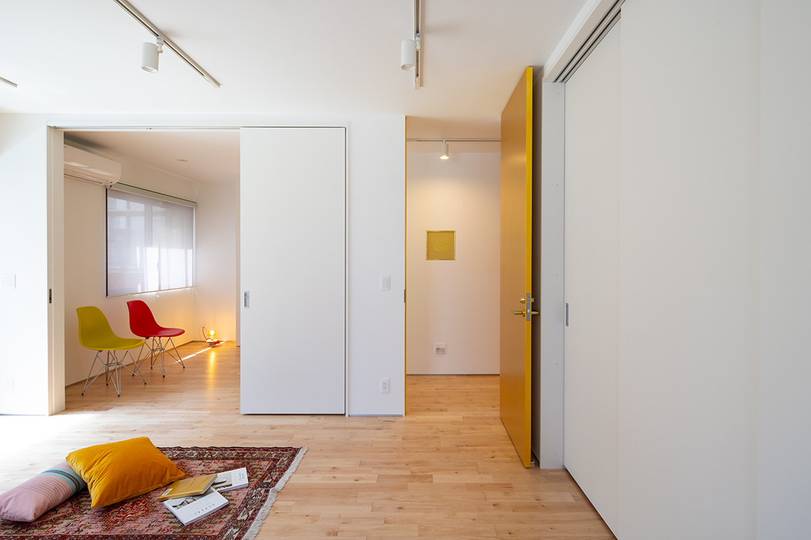 View from the Studio space into an adjoining spa space in Kitano House Renovation project.