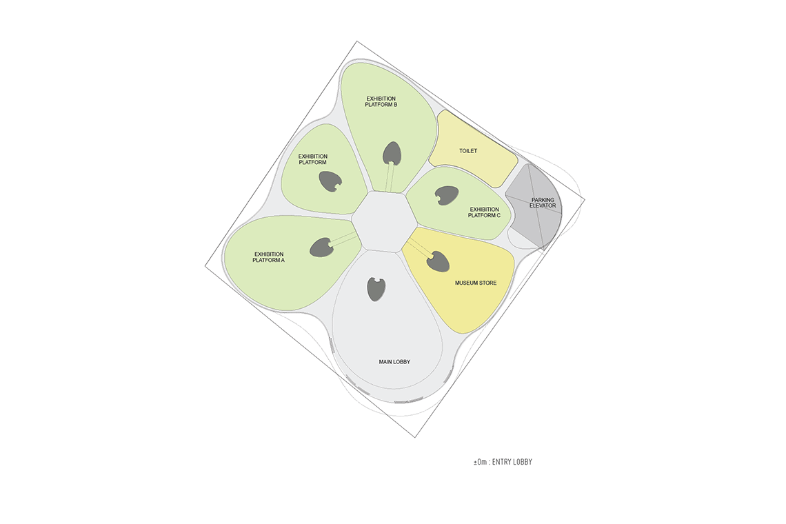 Static Shuffle fashion museum in Omotesando entry lobby plan drawing