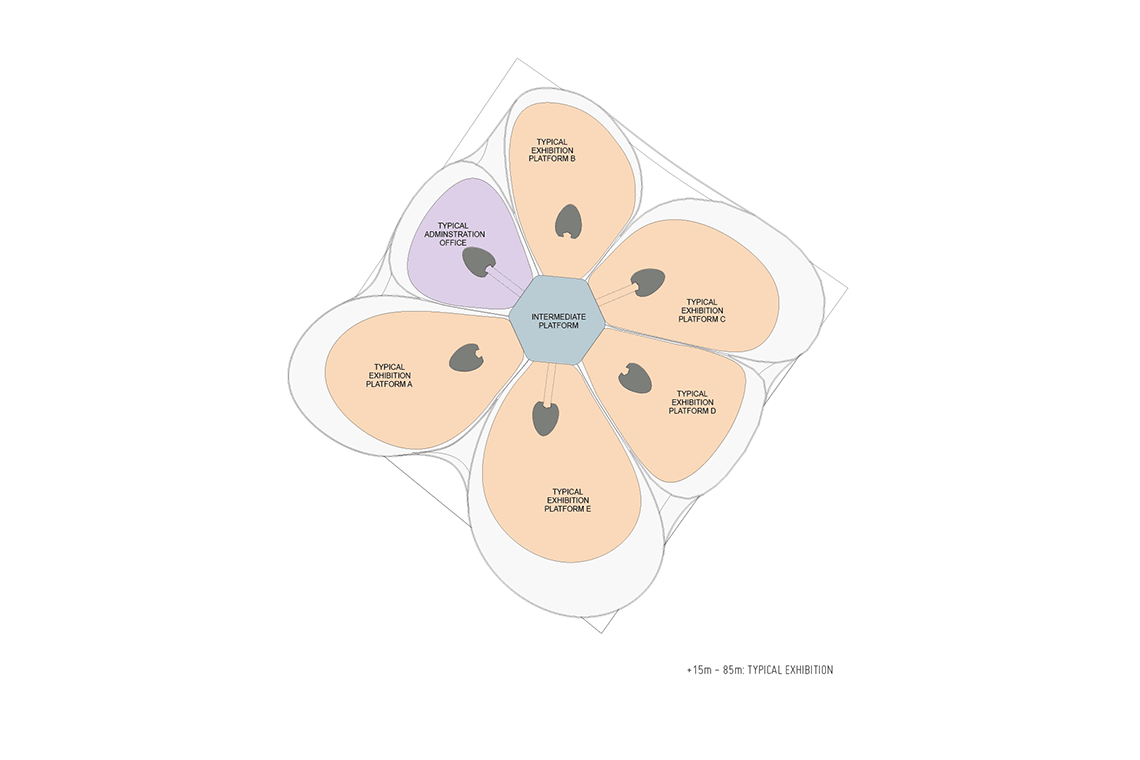 Static Shuffle fashion museum in Omotesando typical exhibition floor plan drawing