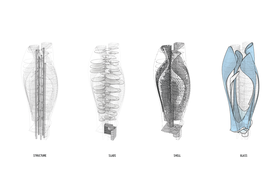 Static Shuffle building complex structural component diagram